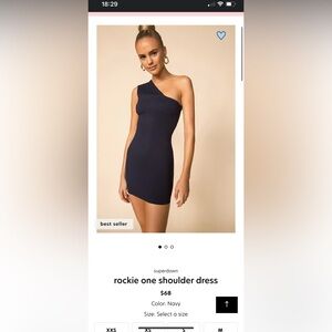 Navy Blue One Shoulder Mini Dress